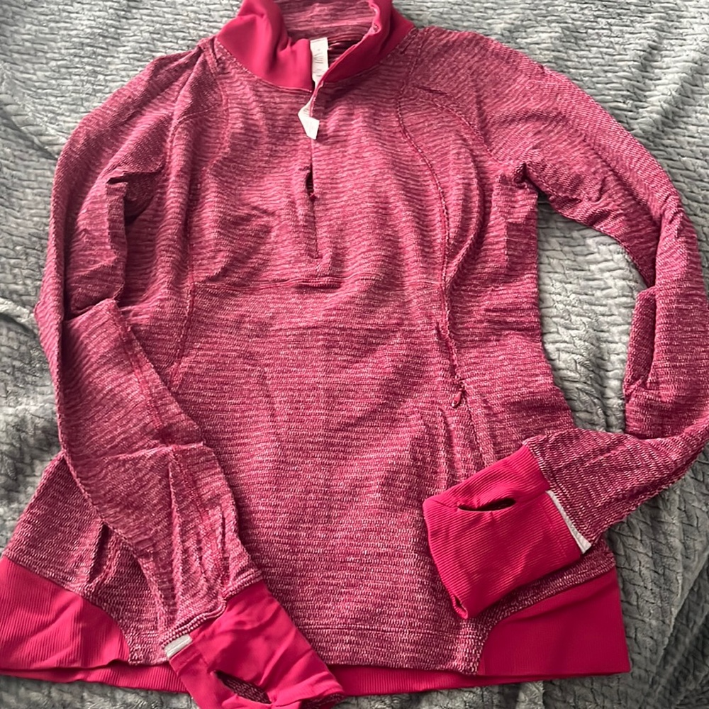Rate lululemon long sleeve red herringbone top size 6